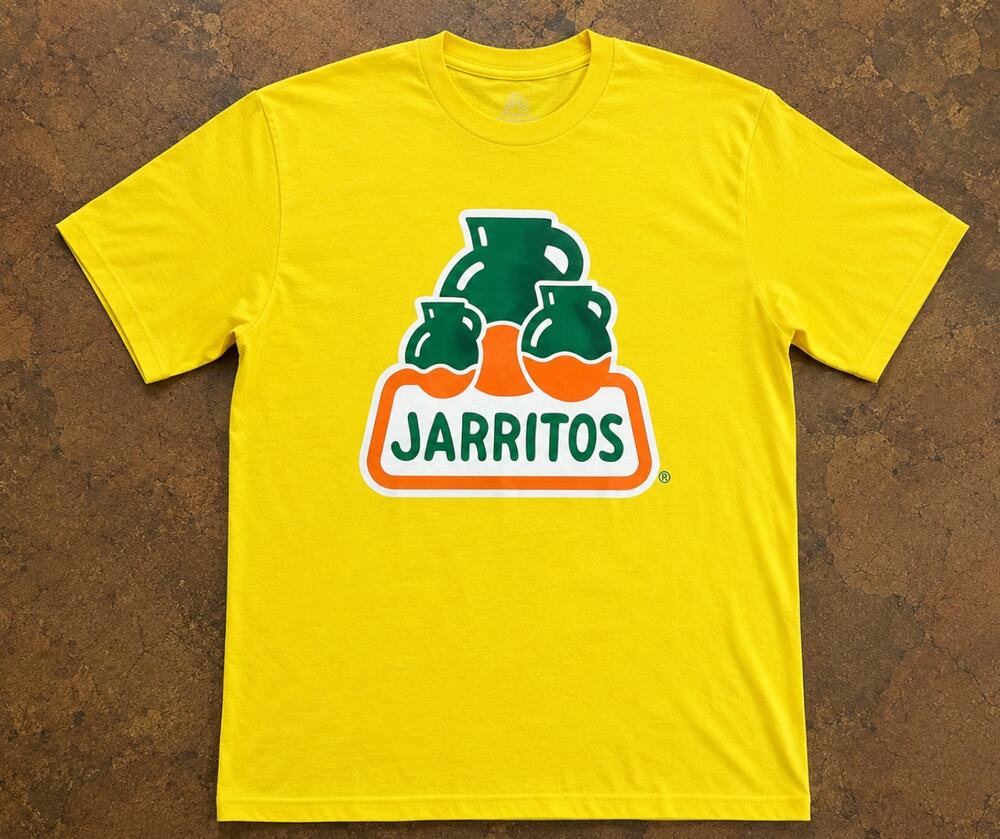 Jarritos Mens Medium Yellow Graphic Tee Soft Drink Logo Shirt NWOT